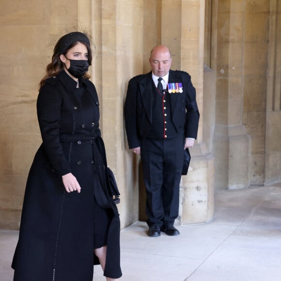 Jack Brooksbank et La princesse Eugenie d'York - Arrivées aux funérailles du prince Philip, duc d'Edimbourg à la chapelle Saint-Georges du château de Windsor, le 17 avril 2021.