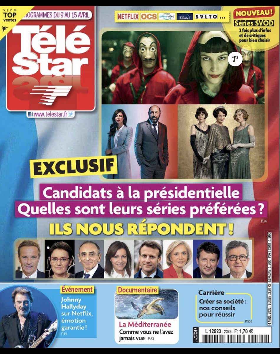 Couverture du nouveau numéro de Télé Star paru le 4 avril 2022