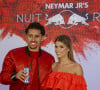 Marquinhos et sa femme Carol Cabrino lors de la soirée d'anniversaire "Neymar JR'S: Nuit Rouge" des 27 ans de Neymar Jr. au Pavillon Gabriel à Paris. © Sarah Bastin/Red Bull Content Pool/Bestimage