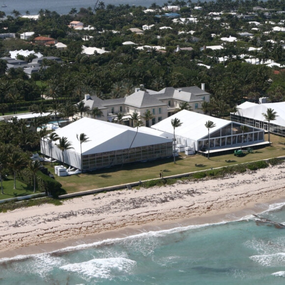 Vues aériennes du lieu de réception du mariage de Brooklyn Beckham et Nicola Peltz, qui aura lieu le samedi 9 avril à Palm Beach. 