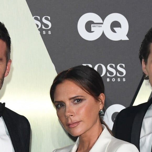 David Beckham, Victoria Beckham, Brooklyn Beckham - Photocall de la soirée "GQ Men of the Year" Awards à Londres le 3 septembre 2019. 