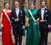 La princesse Victoria et le prince Daniel de Suède, la princesse Sofia et le prince Carl Philip de Suède - La famille royale de Suède lors d'un dîner officiel au Palais Royal à Stockholm.