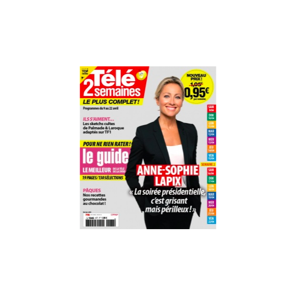 Anne-Sophie Lapix en couverture du magazine Télé 2 Semaines du 2 avril 2022