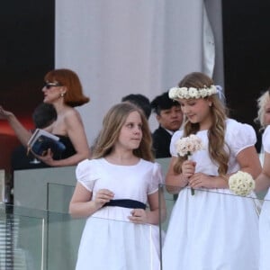 Harper Beckham - Les invités lors de la cérémonie de mariage de Brooklyn Beckham et Nicola Peltz à Palm Beach en Floride le 9 avril 2022. 