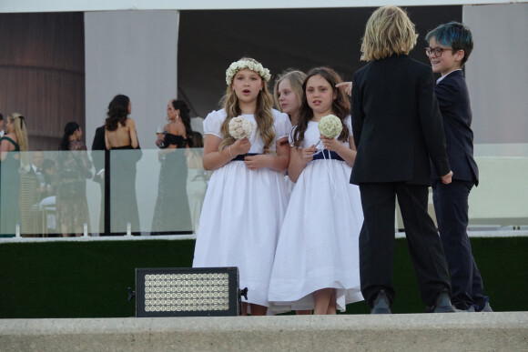 Exclusif - Harper Beckham - Les invités lors de la cérémonie de mariage de Brooklyn Beckham et Nicola Peltz à Palm Beach en Floride le 9 avril 2022. 