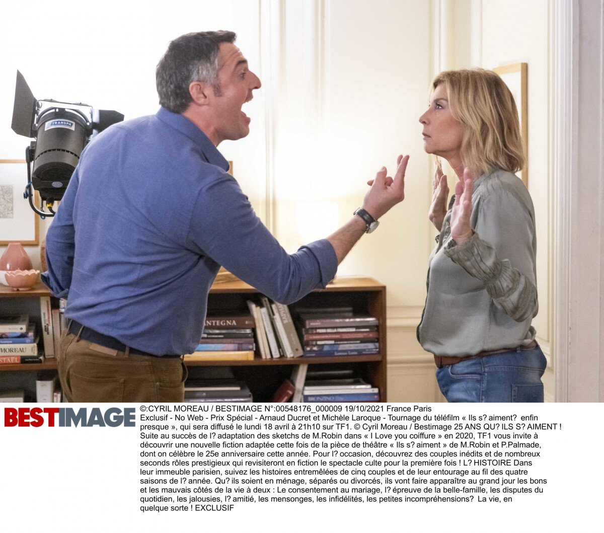 Photo Exclusif Arnaud Ducret et Michèle Laroque Tournage du