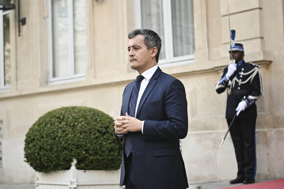 Gérald Darmanin, ministre de l'Intérieur lors de la cellule de crise sur l'accueil des réfugiés ukrainiens en France au ministère de l'intérieur hôtel de Beauvau, à Paris, France, le 22 mars 2022.