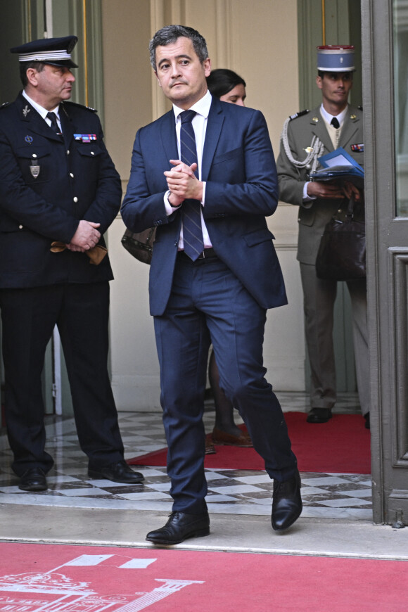 Gérald Darmanin, ministre de l'Intérieur lors de la cellule de crise sur l'accueil des réfugiés ukrainiens en France au ministère de l'intérieur hôtel de Beauvau, à Paris, France, le 22 mars 2022