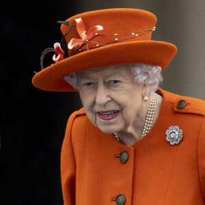 La reine Elisabeth II d'Angleterre au lancement du Queen's Baton, relais des Jeux du Commonwealth 2022, au palais de Buckingham à Londres, Royaume Uni, le 7, 2021.