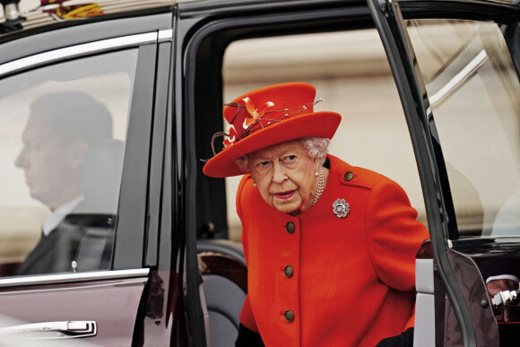 La reine Elisabeth II d'Angleterre au lancement du Queen's Baton, relais des Jeux du Commonwealth 2022, au palais de Buckingham à Londres, Royaume Uni, le 7, 2021.