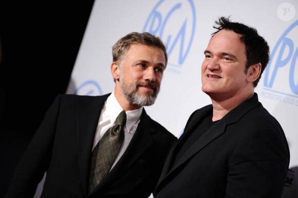 Christoph Waltz et Quentin Tarantino à l'occasion de la cérémonie des PGA Awards, qui se sont tenus à Hollywood, Los Angeles, le 24 janvier 2010.