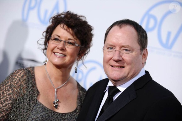 John Lasseter et sa femme Nancy à l'occasion de la cérémonie des PGA Awards, qui se sont tenus à Hollywood, Los Angeles, le 24 janvier 2010.