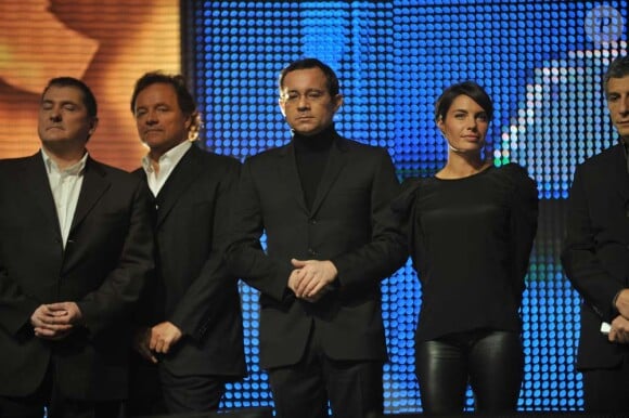 Guillaume Durand, Jean-Luc Delarue, Alessandra Sublet, Nagui au concert de soutien pour Haïti, au Zénith de Paris, le 24 janvier 2010 !