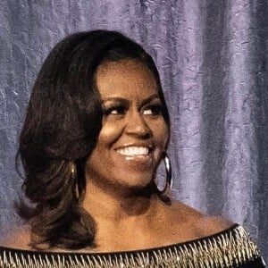L'ancienne première dame des Etats-Unis Michelle Obama lors d'une soirée confidences pour la sortie de son livre "Becoming" à l'O2 Arena à Londres, Royaume Uni, le 14 avril 2019.