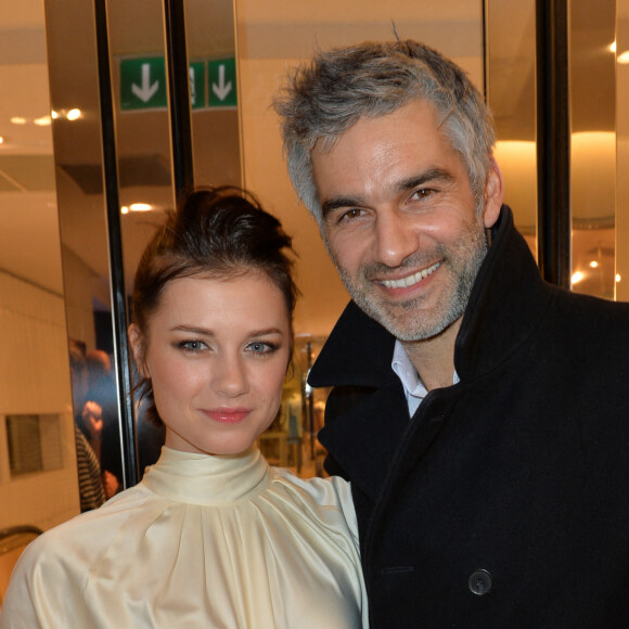 François Vincentelli et sa compagne Alice Dufour - Cocktail lors de la présentation de la nouvelle étoile de la galaxie "Angel" de Thierry Mugler avec sa nouvelle égérie Georgia May Jagger à la Coupole du Printemps Haussmann à Paris, le 30 janvier 2015.
