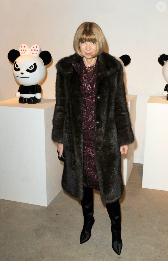 Anna Wintour lors du vernissage de l'exposition Hi Panda by Ji-Ji, le 25 janvier 2010 au Art Club du Palais de Tokyo.