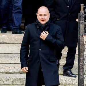 Sébastien Cauet - Sorties des obsèques de Jean-Pierre Pernaut en la Basilique Sainte-Clotilde à Paris, France, le 9 mars 2022. © Cyril Moreau/Bestimage 