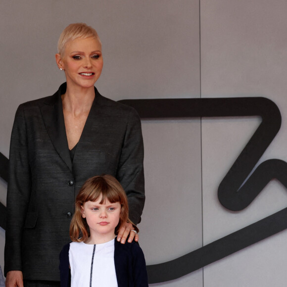 La princesse Charlene de Monaco et sa fille la princesse Gabriella - Remise des prix du championnat du "Monaco ePrix" à Monaco. Le 30 avril 2022 © Claudia Albuquerque / Bestimage