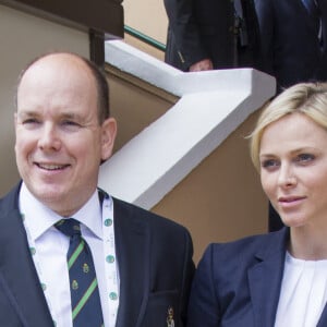 Prince Albert II and Princess Charlene of Monaco at the International Monte-Carlo Rolex Masters in Monte-Carlo, Monaco, on April 20, 2013. She is carrying a purse by Akris. Photo by ABACAPRESS.COM 