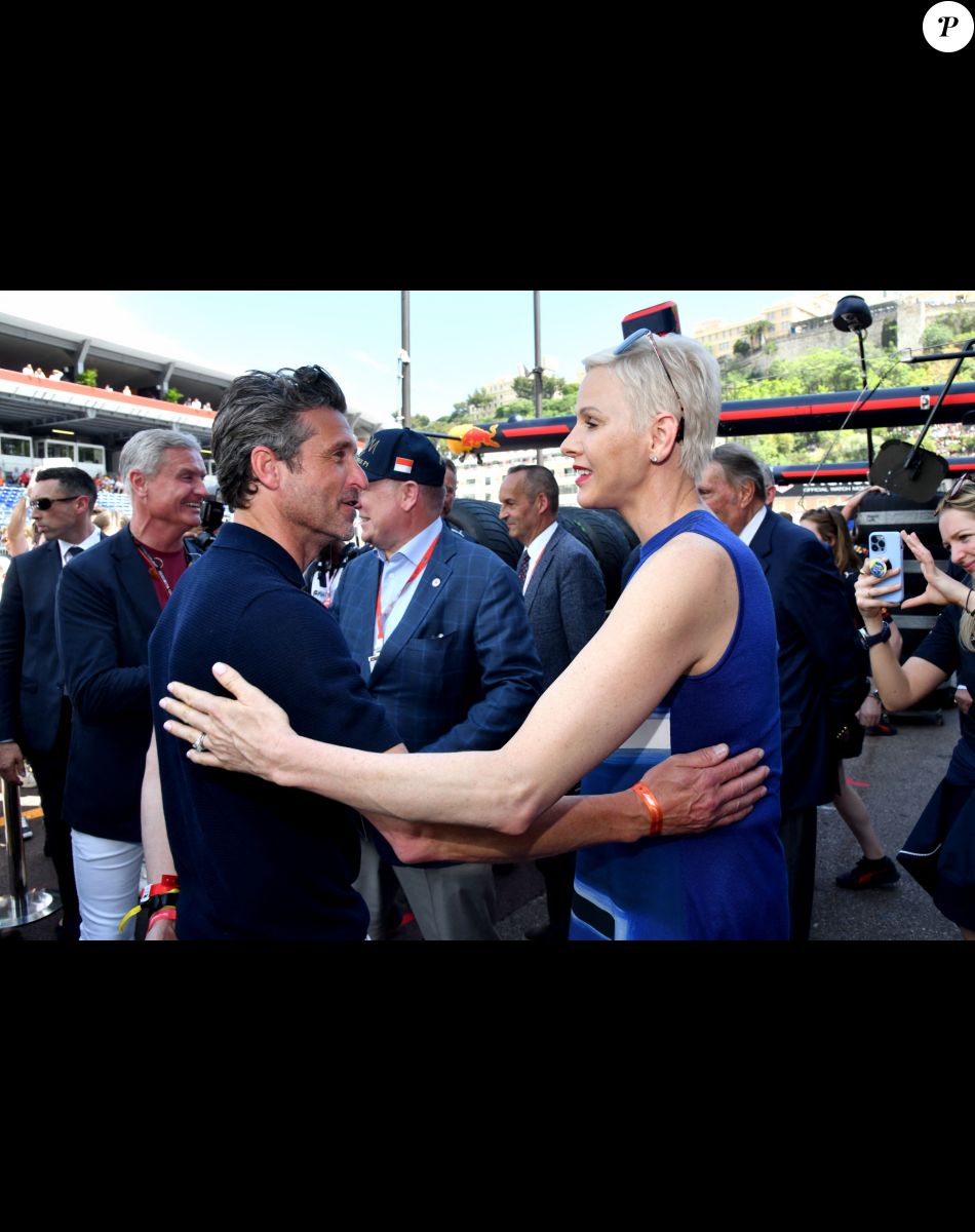 Patrick Dempsey en compagnie du Prince Albert II de Monaco et de la princesse Charlene lors de la journée des qualifications du Grand Prix de Monaco 2022 de F1, où le pilote monégasque de Ferrari, C.Leclerc, est en pôle position, à Monaco, le 28 mai 2022. © Bruno Bebert/Pool Monaco/Bestimage