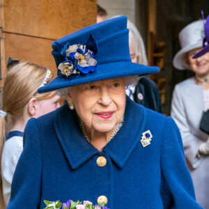 La reine Elisabeth II d'Angleterre et la princesse Anne arrivent à un service d'action de grâce à l'abbaye de Westminster pour marquer le centenaire de la Royal British Legion, à Londres, Royaume Uni, le 12 octobre 2021. 