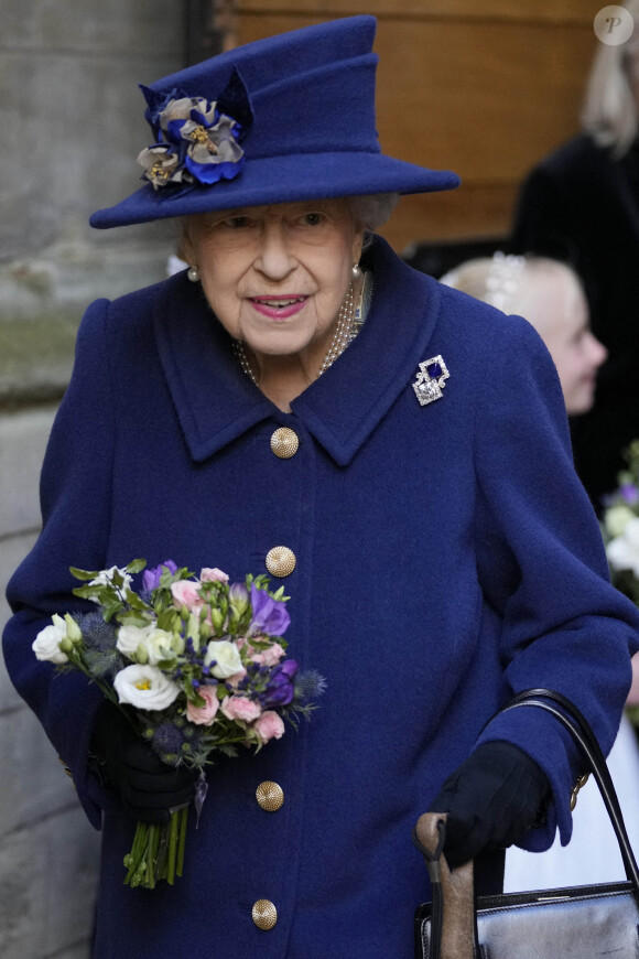 La reine Elisabeth II d'Angleterre au service d'action de grâce à l'abbaye de Westminster pour marquer le centenaire de la Royal British Legion, à Londres, Royaume Uni, le 12 octobre 2021. 