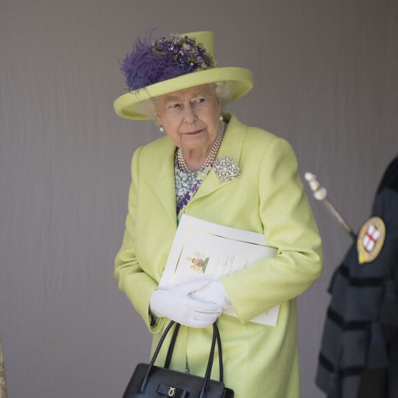 La reine Elisabeth II d'Angleterre - Les invités arrivent à la chapelle St. George pour le mariage du prince Harry et de Meghan Markle au château de Windsor, Royaume Uni, le 19 mai 2018. 