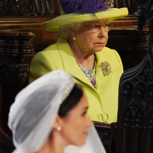 La reine Elisabeth II d'Angleterre et Meghan Markle, duchesse de Sussex - Cérémonie de mariage du prince Harry et de Meghan Markle en la chapelle Saint-George au château de Windsor, Royaume Uni, le 19 mai 2018. 