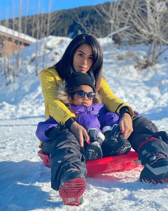 Prudence Leroy au ski avec son fils Kyle Xavier