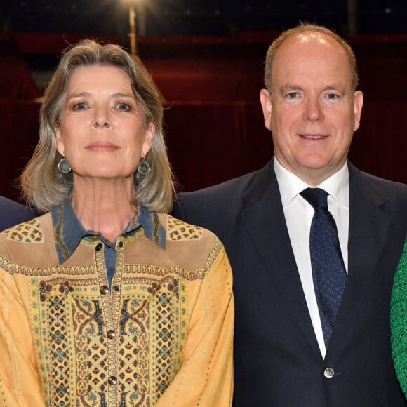 La princesse Caroline de Hanovre, le prince Albert II de Monaco et Mélanie-Antoinette de Massy durant l'exposition Canine Internationale de Monaco sous le chapiteau Fontvieille, © Bruno Bebert / Bestimage 