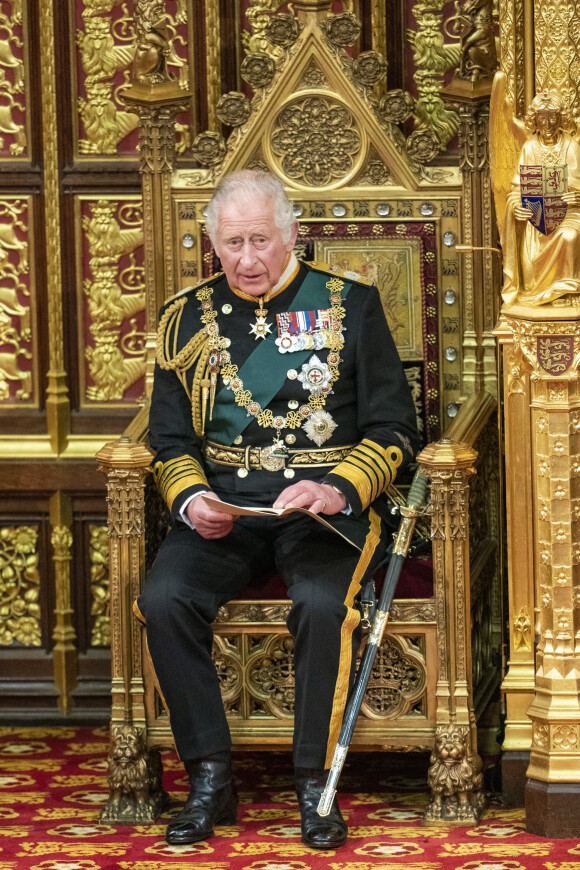 Le prince Charles, prince de Galles - Discours de l'ouverture officielle du Parlement à Londres, le 10 mai 2022. Ayant des problèmes de mobilité, la reine d'Angleterre est représentée par le prince de Galles. 
