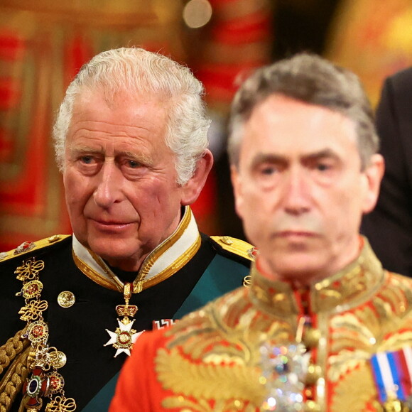 Le prince Charles, prince de Galles - Arrivée et discours de l'ouverture officielle du Parlement à Londres, le 10 mai 2022. Ayant des problèmes de mobilité, la reine d'Angleterre est représentée par le prince de Galles. 