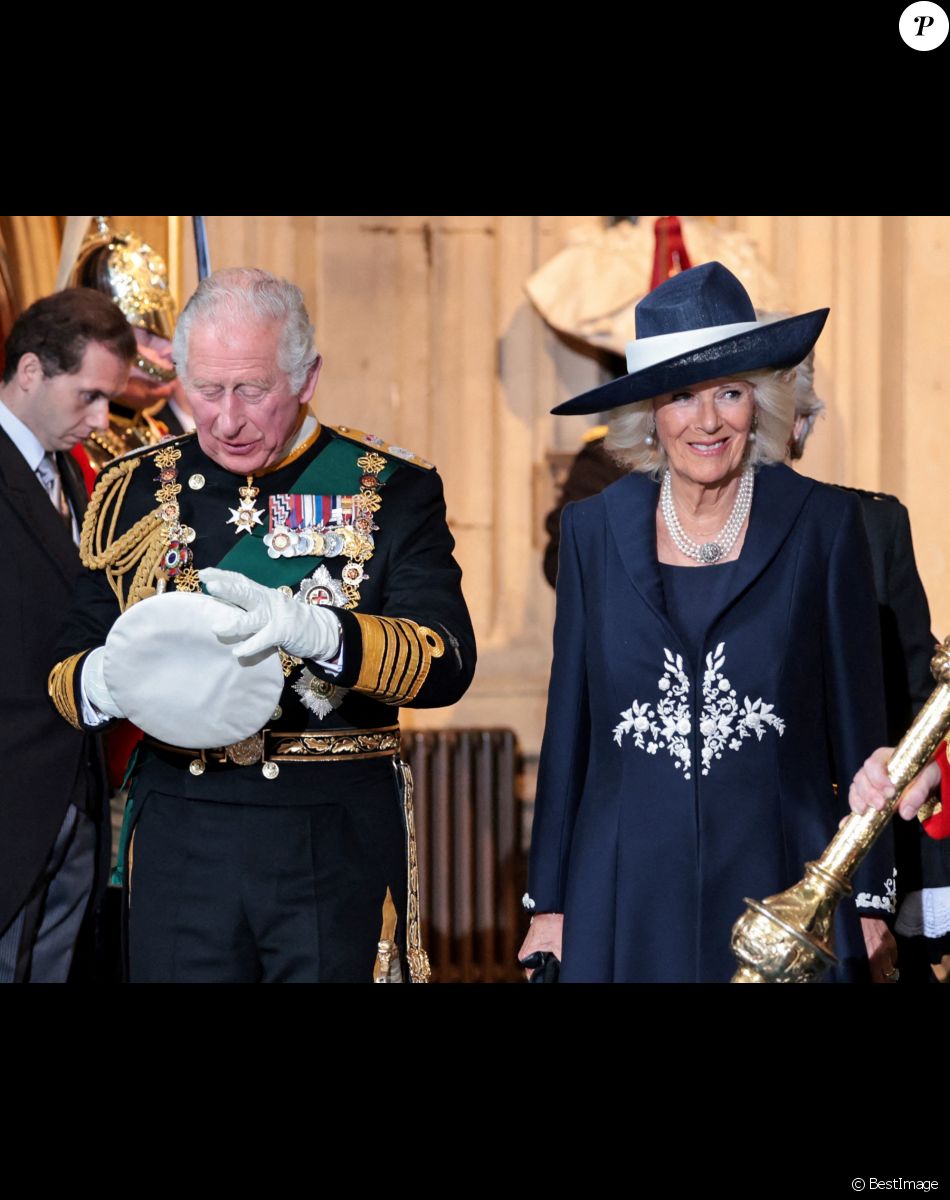 Le prince Charles, prince de Galles, et Camilla Parker Bowles, duchesse de Cornouailles - Arrivée au discours de l'ouverture officielle du Parlement à Londres, le 10 mai 2022. Ayant des problèmes de mobilité, la reine d'Angleterre est représentée par le prince de Galles.