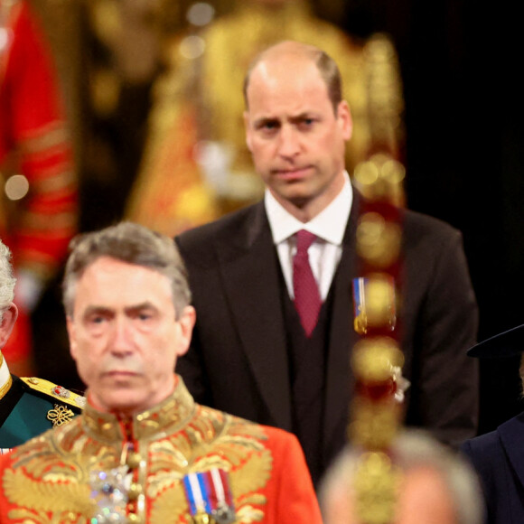 Le prince Charles, prince de Galles, et Camilla Parker Bowles, duchesse de Cornouailles, Le prince William, duc de Cambridge - Arrivée et discours de l'ouverture officielle du Parlement à Londres, le 10 mai 2022. Ayant des problèmes de mobilité, la reine d'Angleterre est représentée par le prince de Galles. 