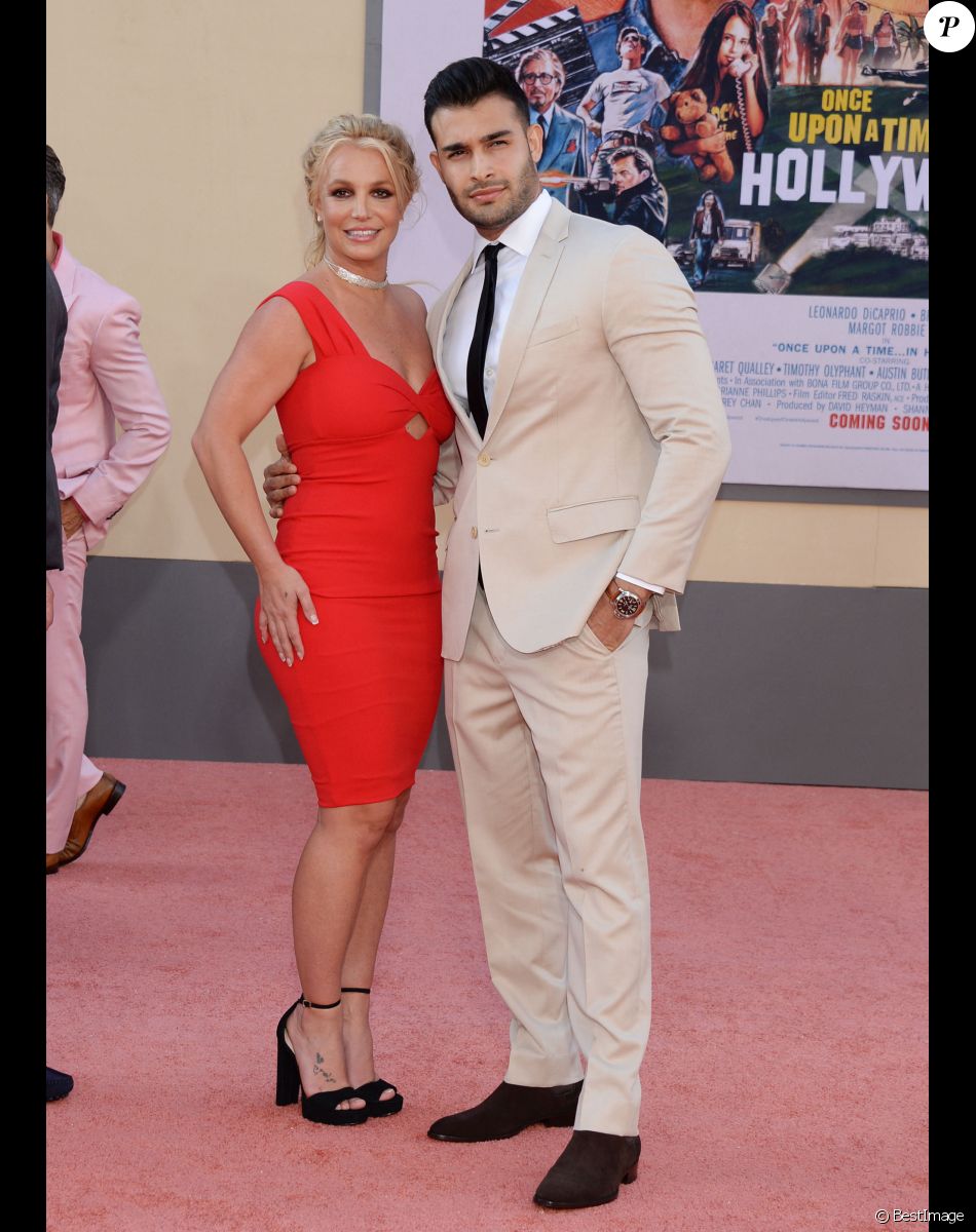 Britney Spears et son compagnon Sam Asghari à la première de Once Upon a Time in Hollywood à Los Angeles, le 22 juillet 2019