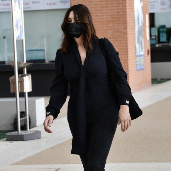 Monica Bellucci à son arrivée à Venise, à l'occasion de l'événement Dolce & Gabbana. Le 28 août 2021.