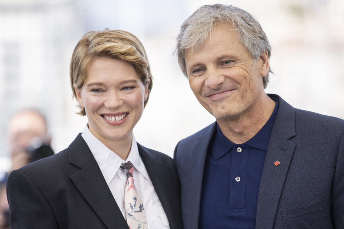 Photo Léa Seydoux Viggo Mortensen Photocall du film Les Crimes du futur lors du e