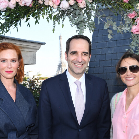 Exclusif - Audrey Fleurot, Vincent Pimont et Virginie Ledoyen à la soirée de réouverture du Rooftop de l'hôtel The Peninsula Paris, le 10 mai 2022. © Rachid Bellak / Bestimage