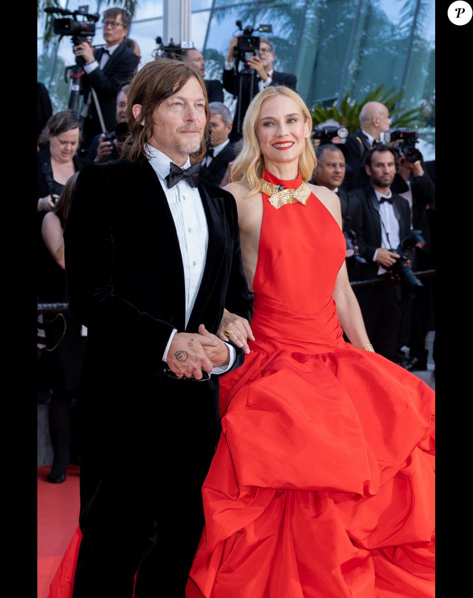 Norman Reedus et sa compagne Diane Kruger (Robe Oscar de la Renta) - Montée des marches du film " L'Innocent " lors du 75ème Festival International du Film de Cannes. Le 24 mai 2022 © Olivier Borde / Bestimage