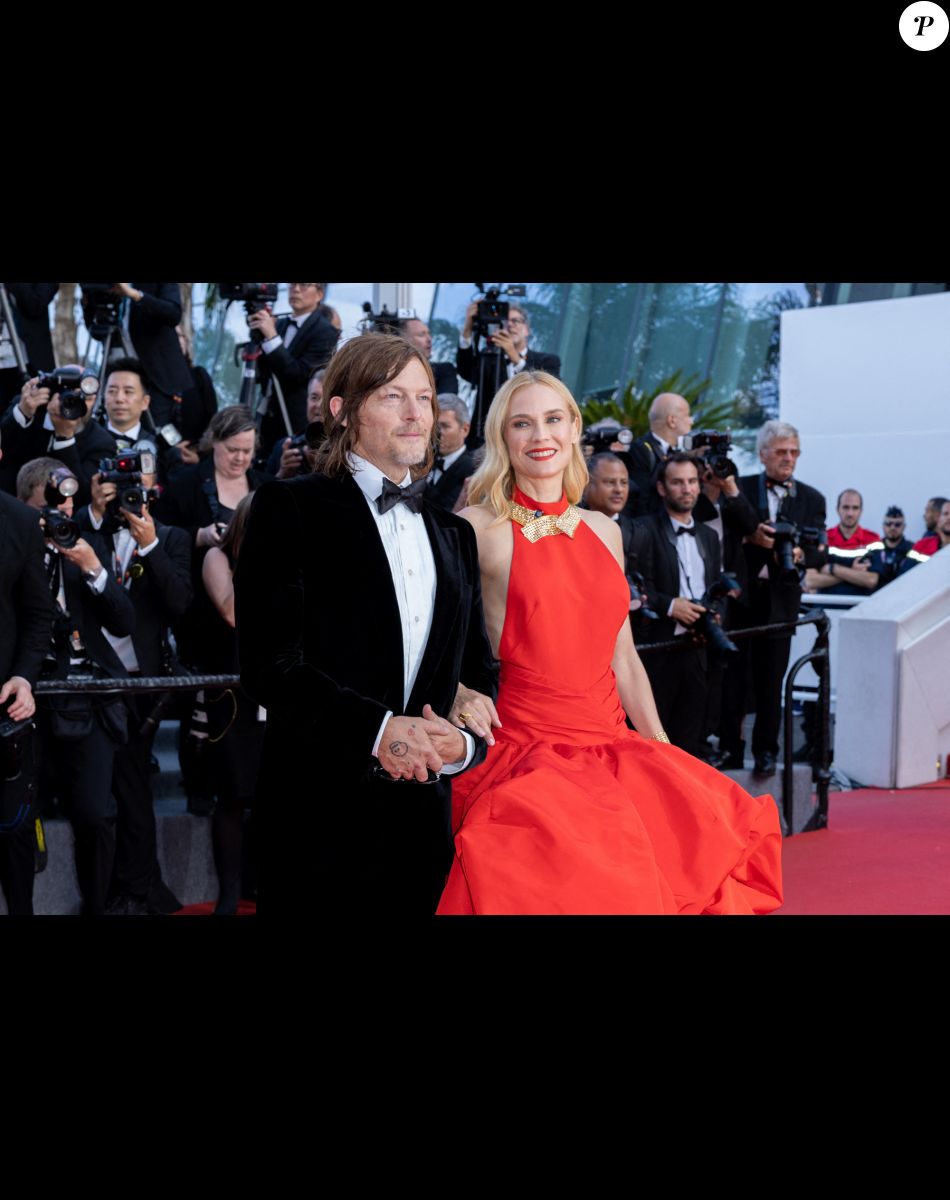 Norman Reedus et sa compagne Diane Kruger (Robe Oscar de la Renta) - Montée des marches du film " L'Innocent " lors du 75ème Festival International du Film de Cannes. Le 24 mai 2022 © Olivier Borde / Bestimage