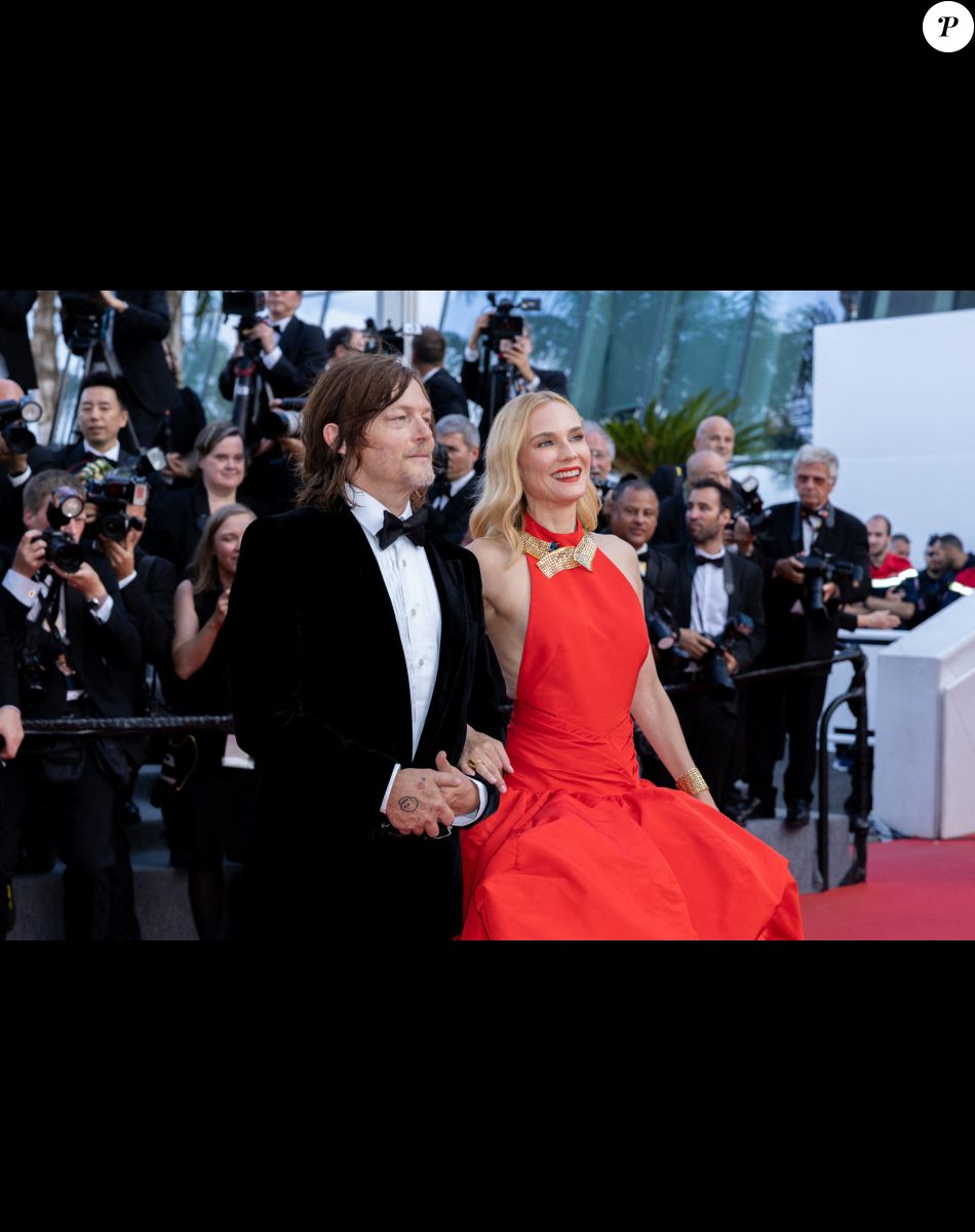 Norman Reedus et sa compagne Diane Kruger (robe Oscar de la Renta) - Montée des marches du film " L'Innocent " lors du 75ème Festival International du Film de Cannes. © Olivier Borde / Bestimage