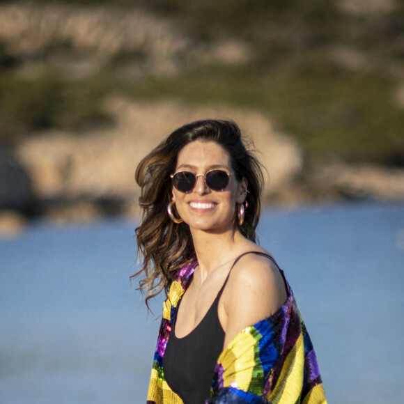 Laury Thilleman - Front row et people lors du défilé Etam Croisière 2022 au Domaine de Murtoli, Corse le 12 mai 2022. © Cyril Moreau / Bestimage