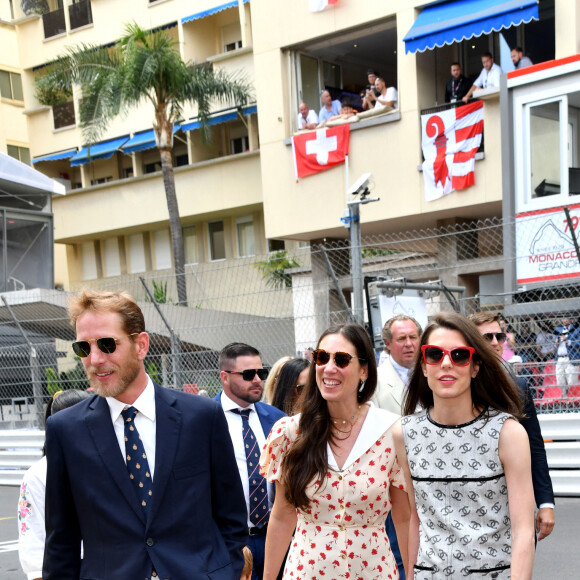 Andrea Casiraghi, sa femme Tatiana Santo Domingo, Charlotte Casiraghi et son fils Raphaël Elmaleh - La famille de Monaco assiste au Grand Prix de F1 de Monaco, le 29 mai 2022. © Bruno Bebert/Bestimage 