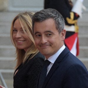 Gérald Darmanin, ministre de l'Action et des Comptes publics, et sa femme Rose-Marie Devillers - Arrivées au dîner d'Etat organisé pour la visite du président itlalien Sergio Mattarella au Palais de l'Elysée à Paris, le 5 juillet 2021.