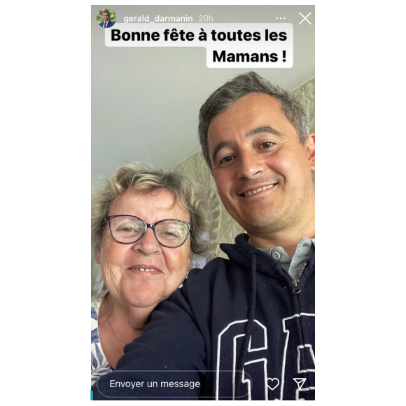 Gérald Darmanin a dévoilé en story sur Instagram une photo de sa mère Annie Ouakid et lui pour la fête des mères le 29 mai 2022