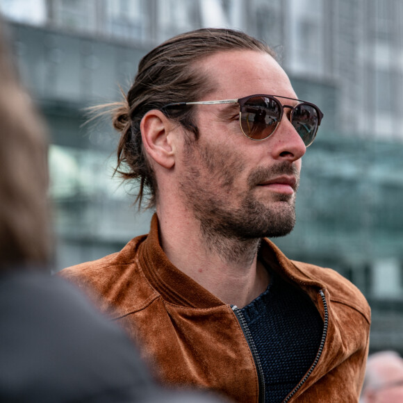 Camille Lacourt - Cocktail de l'équipe de Formule E Panasonic X Jaguar Racing à l'Hôtel Royal Monceau, avec une présentation des voitures sur le parvis de la défense à Paris le 25 avril 2019. © Bernard Rouffignac/Panasonic Jaguar Racing Formula E Team/Bestimage