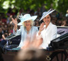 Camilla Parker Bowles, duchesse de Cornouailles, Catherine (Kate) Middleton, duchesse de Cambridge, le prince George de Cambridge - Les membres de la famille royale lors de la parade militaire "Trooping the Colour" dans le cadre de la célébration du jubilé de platine (70 ans de règne) de la reine Elizabeth II à Londres, le 2 juin 2022. 