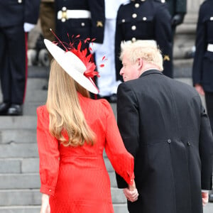 Le premier ministre Boris Johnson et sa femme Carrie - Les membres de la famille royale et les invités lors de la messe du jubilé, célébrée à la cathédrale Saint-Paul de Londres le 3 juin 2022. 