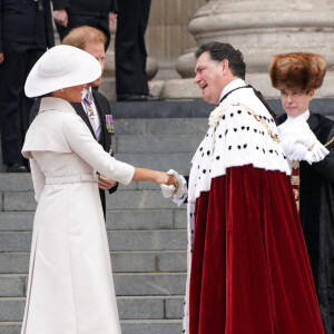 Le prince Harry, duc de Sussex, et Meghan Markle, duchesse de Sussex - Les membres de la famille royale et les invités lors de la messe célébrée à la cathédrale Saint-Paul de Londres, dans le cadre du jubilé de platine (70 ans de règne) de la reine Elisabeth II d'Angleterre. Londres, le 3 juin 2022. 