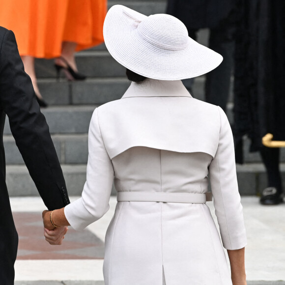 Le prince Harry, duc de Sussex et Meghan Markle, duchesse de Sussex - Les membres de la famille royale et les invités lors de la messe célébrée à la cathédrale Saint-Paul de Londres, dans le cadre du jubilé de platine (70 ans de règne) de la reine Elisabeth II d'Angleterre. Londres, le 3 juin 2022.